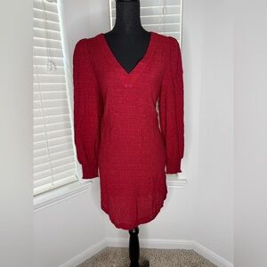 BB Dakota by Steve Madden Textured Red Long Sleeve Dress